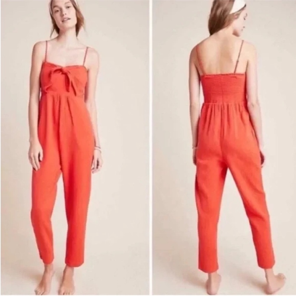 Anthropologie Saturday Sunday Isabel Tie-Front Orange Jumpsuit Size M